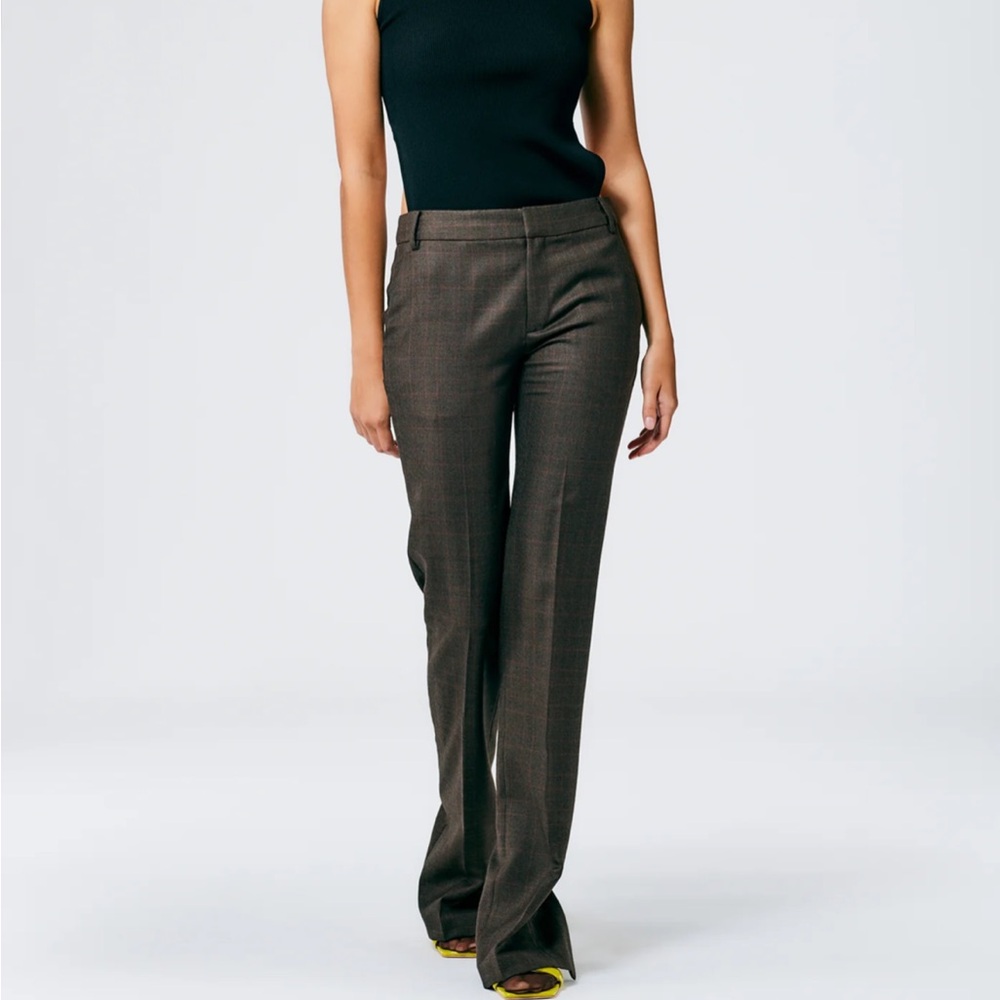 Reed tropical wool trousers. Brown with orange check.  New without tags